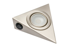 Світлодіодний трикутний світильник з перемикачем, inox, 12V, 1.8W, холодний білий, кабель 2м і міні-підсилювач чоловічий