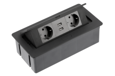 Настільний подовжувач SOFT 2x schuko розетка, USB 2.1A, кабель живлення з вилкою, чорний