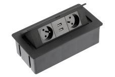 Настільний подовжувач SOFT 2x розетка із заземленням, USB 2.1A, кабель живлення з вилкою, чорний
