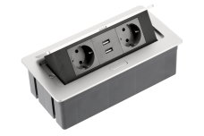 Меблева розетка SOFT, 2хSHUKO, 2xUSB-A 2.1A, кабель 1.5 м, алюміній