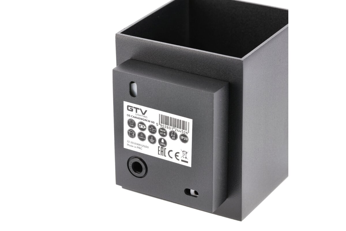 Світильник настінний CAMPIONE, алюміній, G9, IP20, max. 40W, IP20, квадрат, чорний