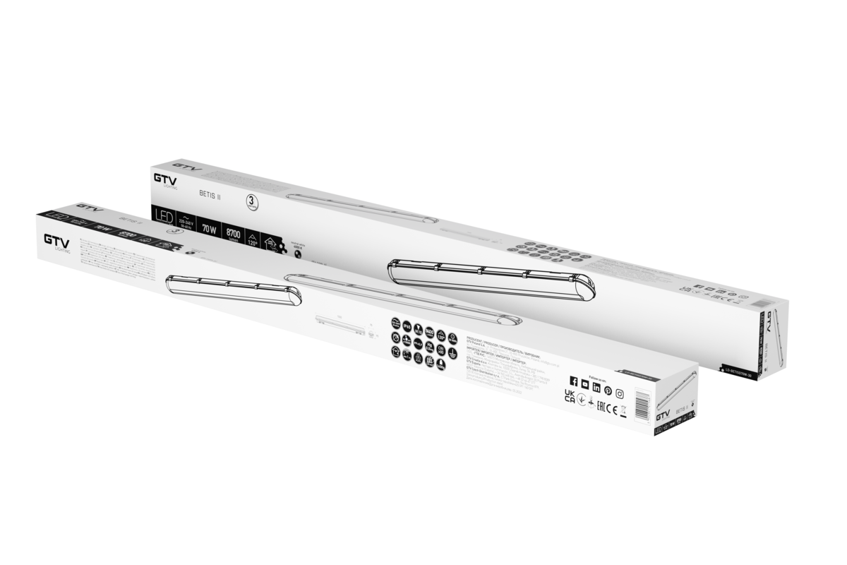 Герметичний світлодіодний світильник BETIS II LED, 70W, 8400lm, AC220-240V, 50/60 Hz, PF>0,9, RA>80, IP65, PZH