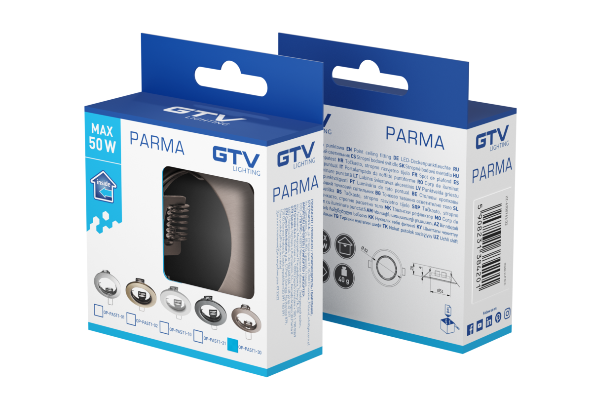 Корпус світильника точкового PARMA, IP20, круглий, патина