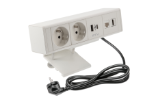 Меблева розетка BAR, 2x французька розетка, 1xUSB A, 1xUSB C. 1xRJ45,1xHDMI,, кабель 1.5м, білий