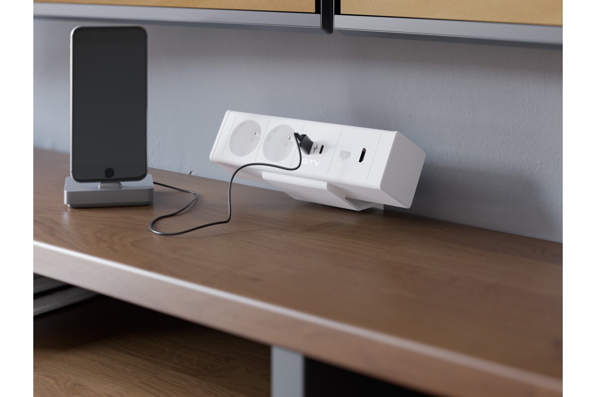 Меблева розетка BAR, 2хSHUKO, USB A+C, HDMI, RJ45 кабель 1.5 м, білий