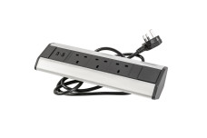Настільний подовжувач під кутом 3x роз’єм UK, 2xUSB 2.1A 5V (сріблястий) БЕЗ ЛОГОТИПУ
