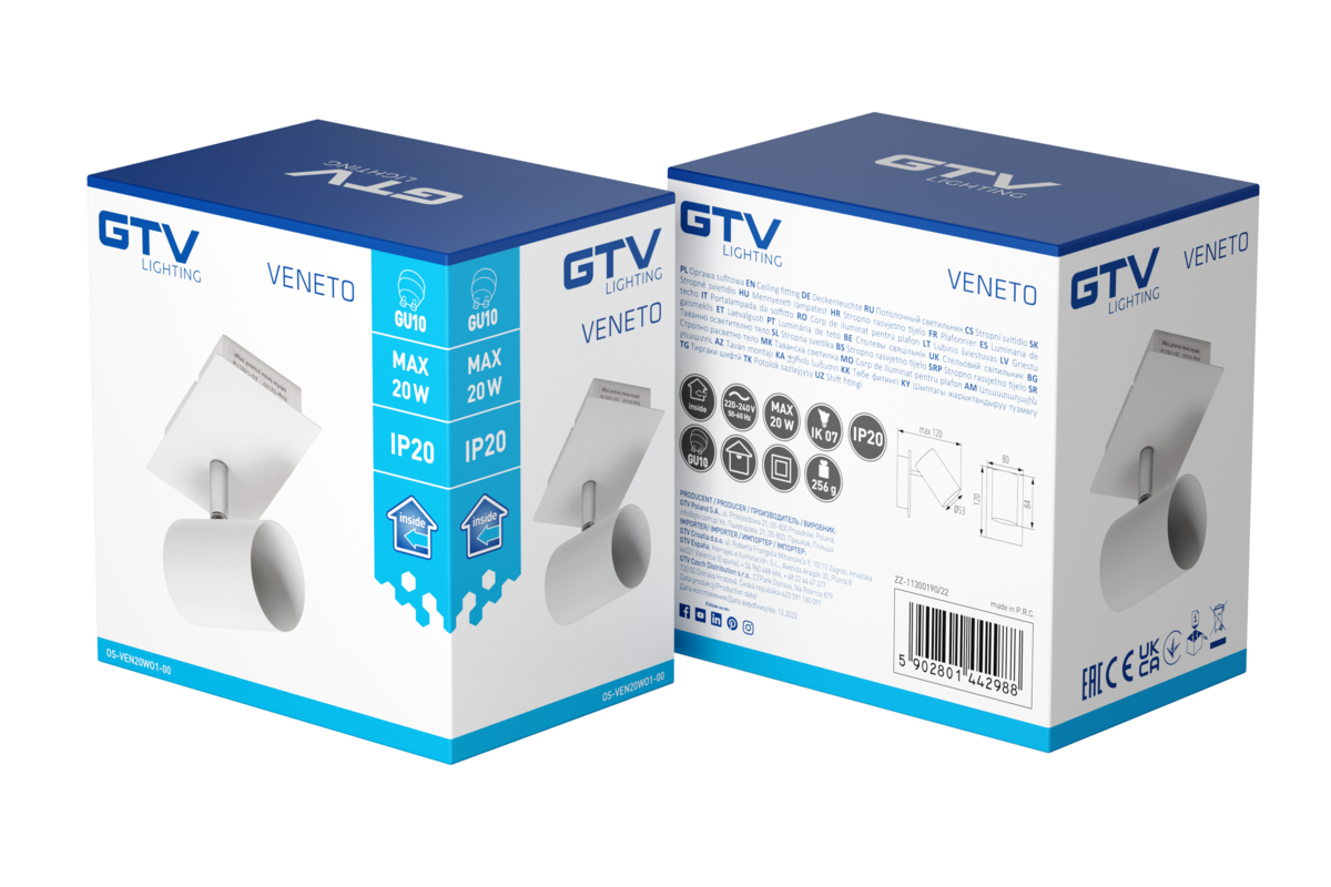 Світильник стельовий VENETO, IP20, макс. 20 Вт, 1 x GU10, круглий, білий