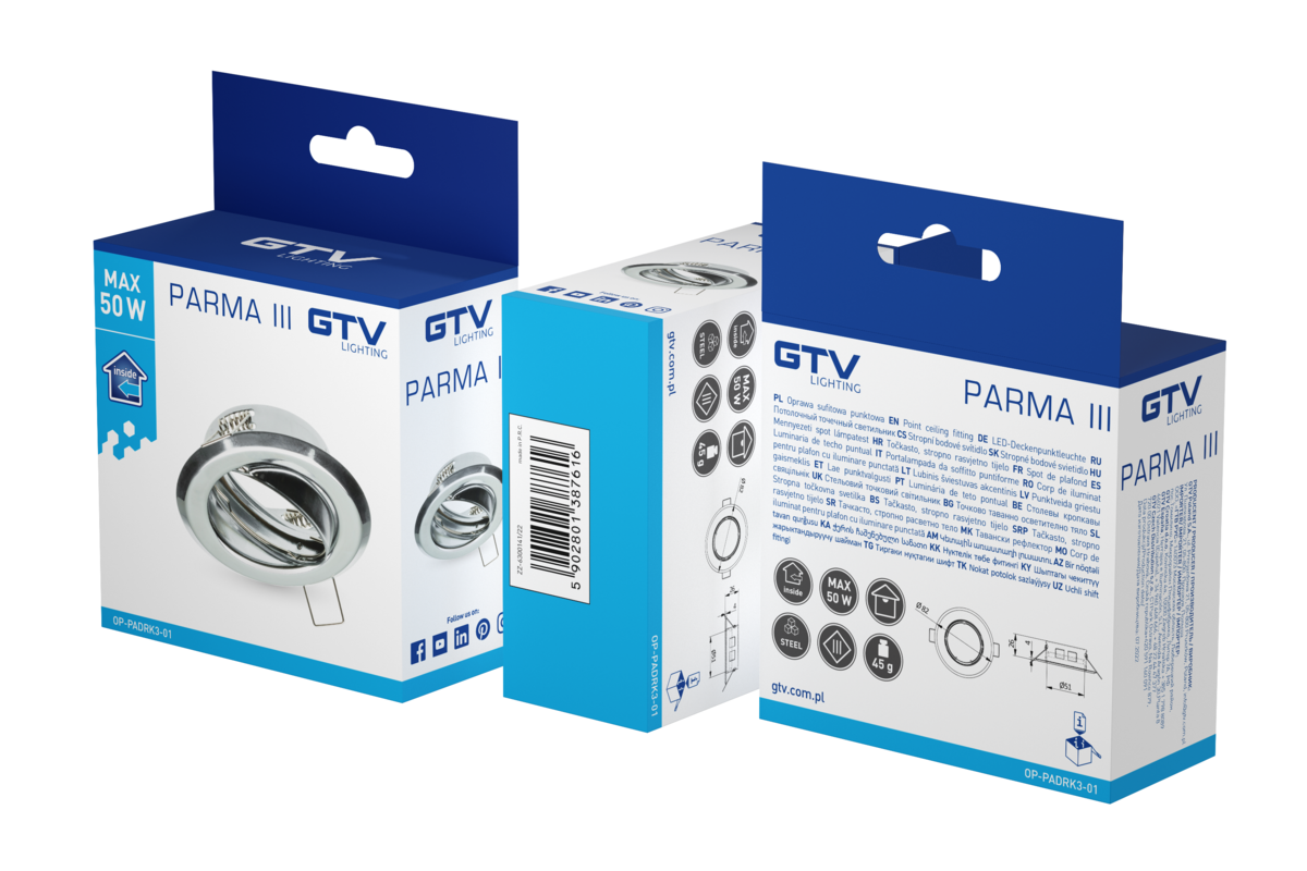Корпус світильника точкового PARMA III з регуляцією, IP20, круглий, хром