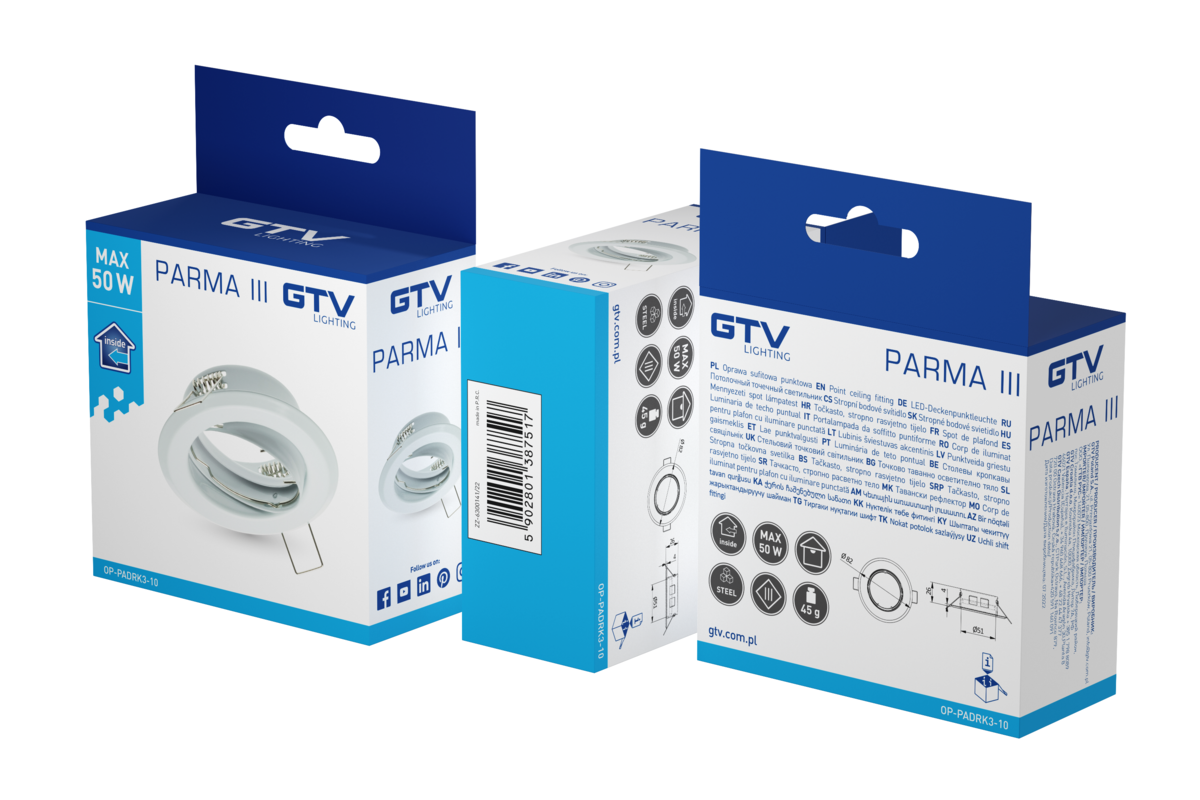 Корпус світильника точкового PARMA III з регуляцією, IP20, білий