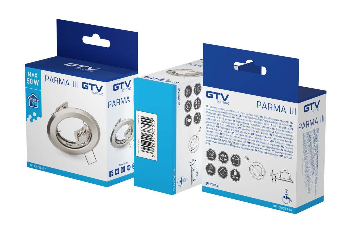 Корпус світильника точкового PARMA III, IP20, інокс