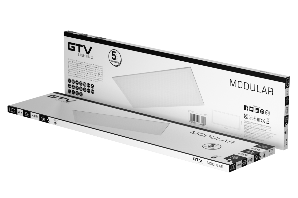 Світлодіодна панель MODULAR, 120х30см, 4000K, 40 Вт, 4800 лм, AC220-240В, PF>0, 9, IP54