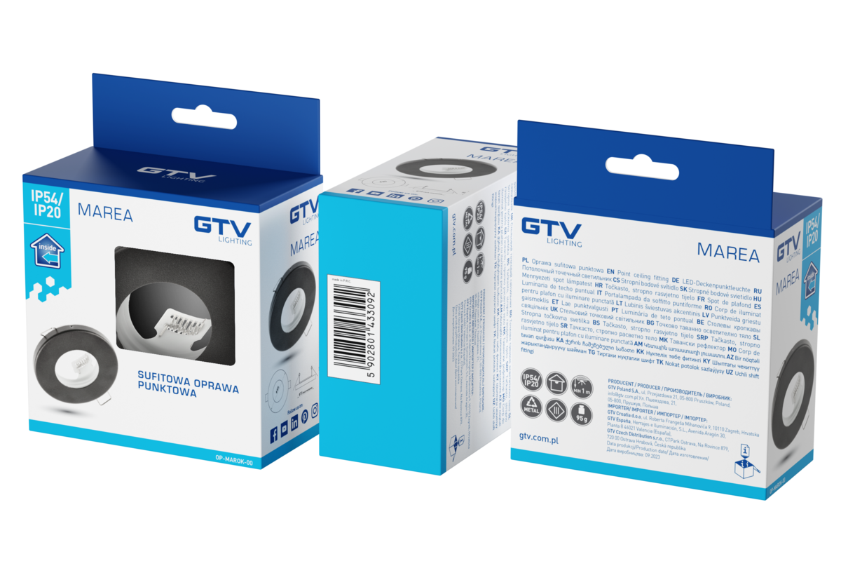 Корпус світильника точкового MAREA, IP54/IP20 круглий, чорний