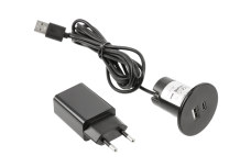Зарядний пристрій USB A+C 5 В 2 А з блоком живлення, чорний